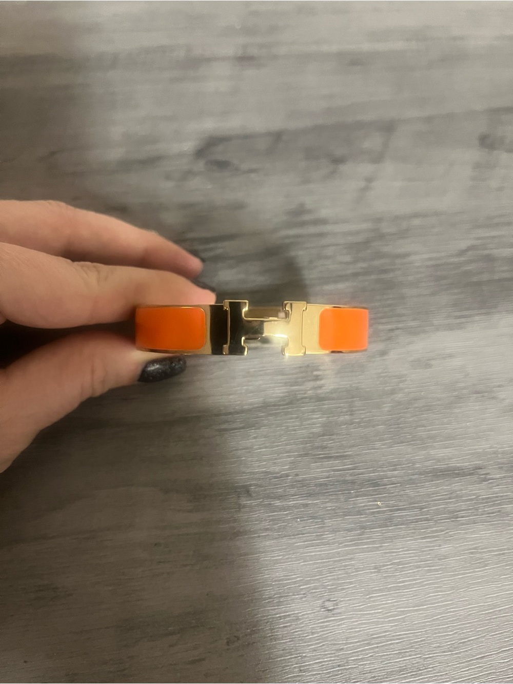 Gold-Tone Orange Enamel Hinge Bracelet